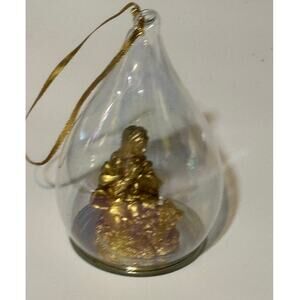 Silvestri Gold Madonna Figurine Glass Cloche Dome Handcrafted Decor
